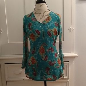 🎀Separates by NYC designs print sheer top Sz S